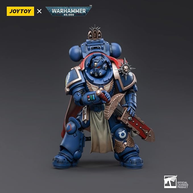 JoyToy Warhammer 40K Ultramarines Captain with Master-Crafted Heavy Bolt Rifle 1:18 Scale Action Figure Mecha Joy Toy Collection Model 4.92in