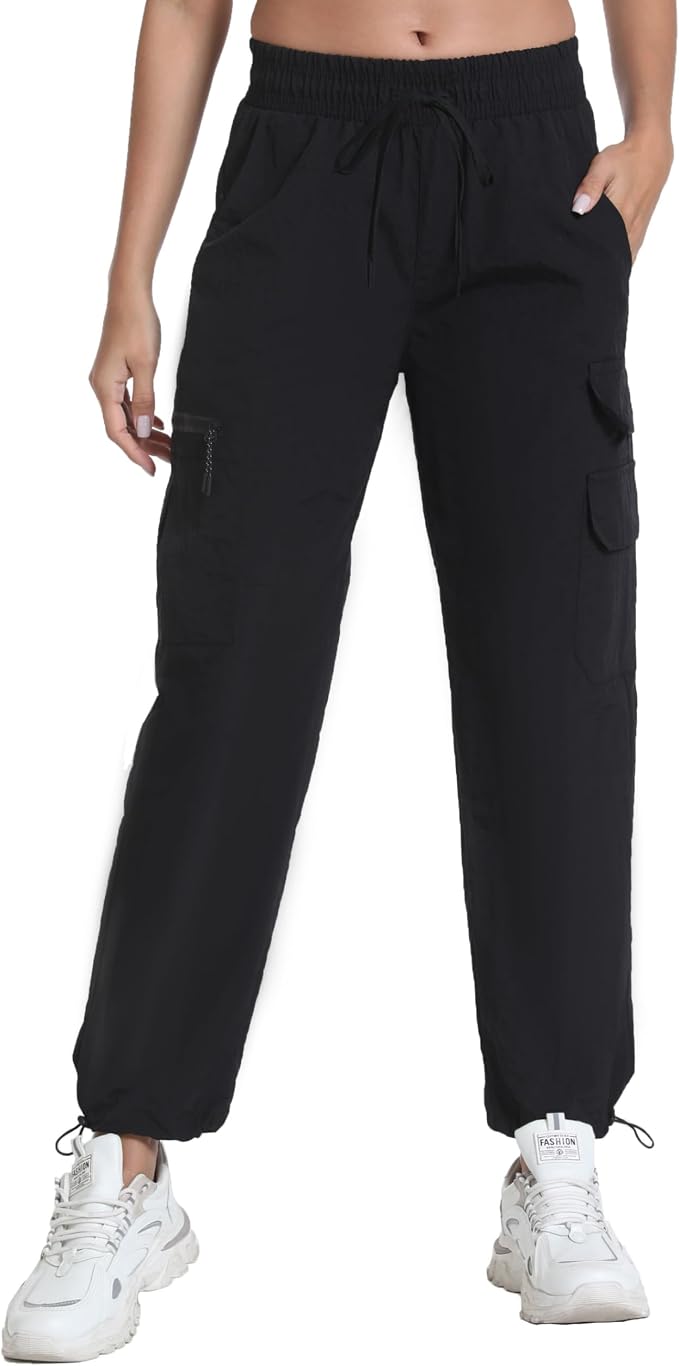 Rrosseyz Women's Hiking Pants with Pockets - Lightweight Water Resistant Joggers Cargo Pants for Casual Travel Golf Outdoor