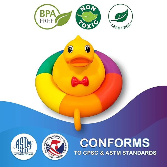 Duck Tubing Floating Bath Toys Mold Free No Holes Bathtub Float Play Connecting Rings with Ducks for Baby Toddlers and Kids