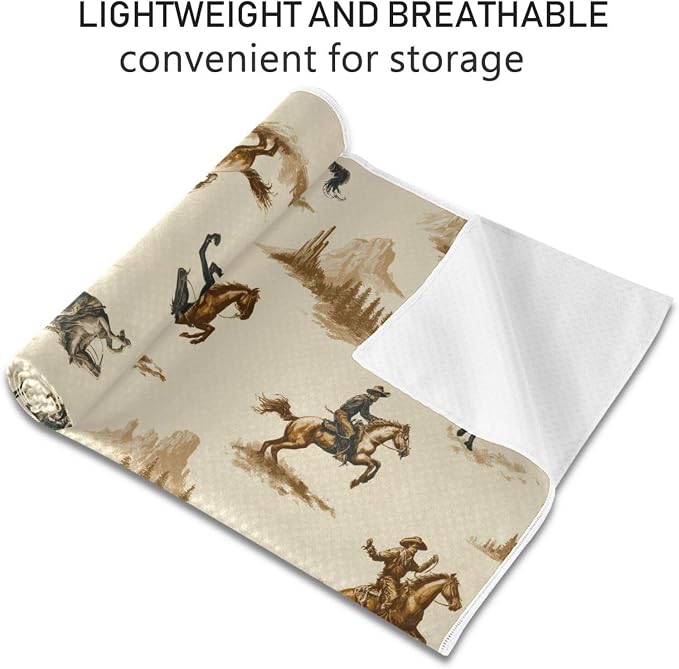 Cowboy Yoga Mat Towel 73 x 27 Inch Non Slip Soft Sweat Absorbent Hot Yoga Mat Towel for Pilates and Workout