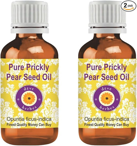Deve Herbes Prickly Pear Seed Oil (Opuntia ficus-Indica) | Infused | Pure | Non-Sticky | Lightweight | for Facial Care | Men & Women | 30ml X 2 (2 oz)