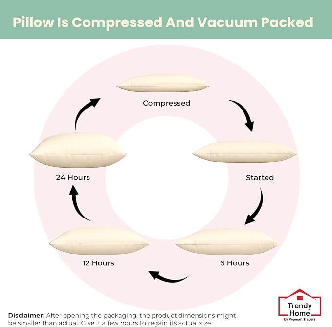 Trendy Home 12x20 100% Natural Cotton Throw Pillow Insert(Set of 2), Bed and Couch Pillows Stuffer Hypoallergenic, Decorative Home Outdoor Sofa Pillow Filler (Cotton, 2 Pack)