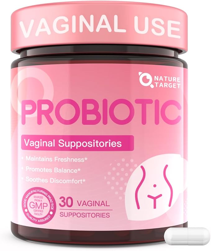 NATURE TARGET Vaginal Probiotics Suppositories for Women, 30 Count | Balances Vaginal PH, Eliminates Unpleasant Odor, Freshness Support, Relieves Irritation & Dryness, 100% Vegan, Paraben-Free