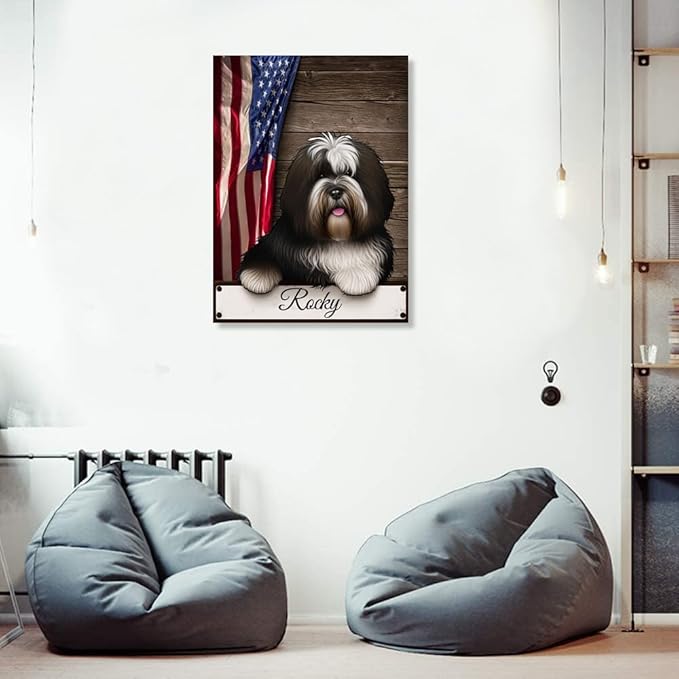 Custom Wooden Jigsaw Puzzles with Your Dog's Name on Tibetan Terrier Art Print - 300 500 1000PCS Puzzles Game and Home Wall Decor