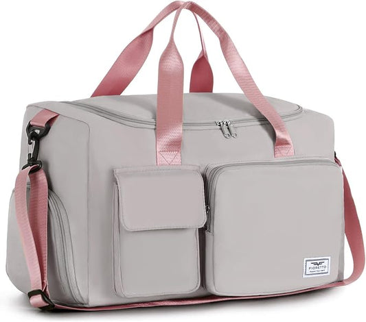 FIORETTO Women's Gym Duffle Bag with Shoes Compartment, 30L Capacity, Ideal for Travel, Gym, Sports, Duffel, Weekender