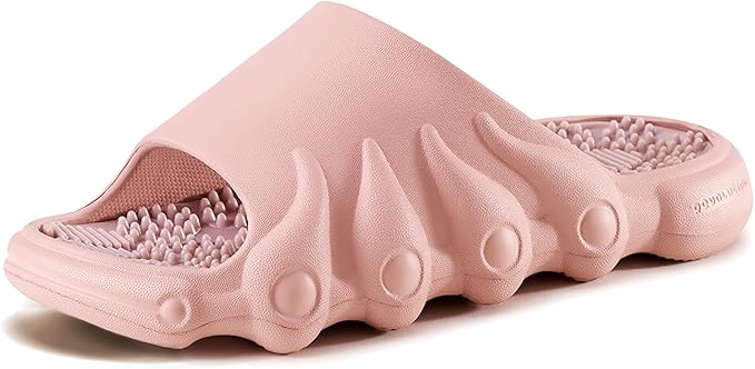 Plantar Fasciitis Relief Foot Massager for Plantar Fasciitis Shoes Women Acupressure Massage Slippers Reflexology Sandals Relaxation Gifts for Mom Dad Parents (Pink,women6-6.5/men 5.5-6)