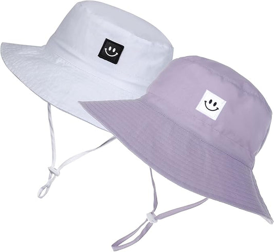 MaxNova Baby Sun Hat Smile Face UPF 50+ Toddler Bucket Hat for Boys Girls 0-7 Years