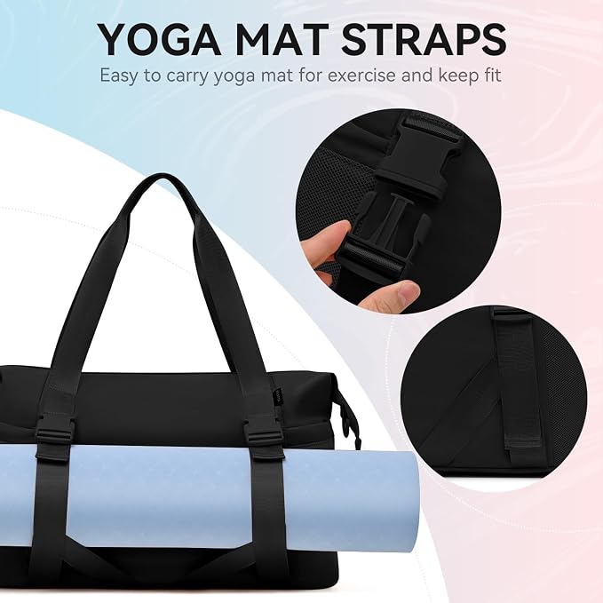 MAXTOP Women's Gym Yoga Duffle Bag with Shoe Pouch,Multi-Purpose Overnight Travel Bag for Gym,Work, Dance, Sports
