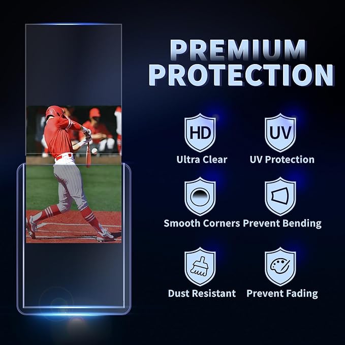 400 Card Sleeves Hard Plastic, Premium Baseball Card Sleeves, 3" x 4" Trading Cards Holder, Sports Football Game Cards Protectors Top Cases (200 Hard Sleeve + 200 Soft Sleeve)