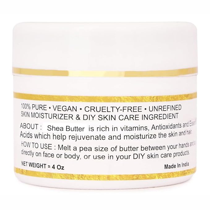 Organic Raw African Shea Butter 100% Pure,Natural & Unrefined| Skin Moisturizer For Face, Body & Hair| 4 OZ/115 GM Ivory / White Grade A | DIY Creams, Balms, Lotions, Soaps| Moisturizes Dry Skin