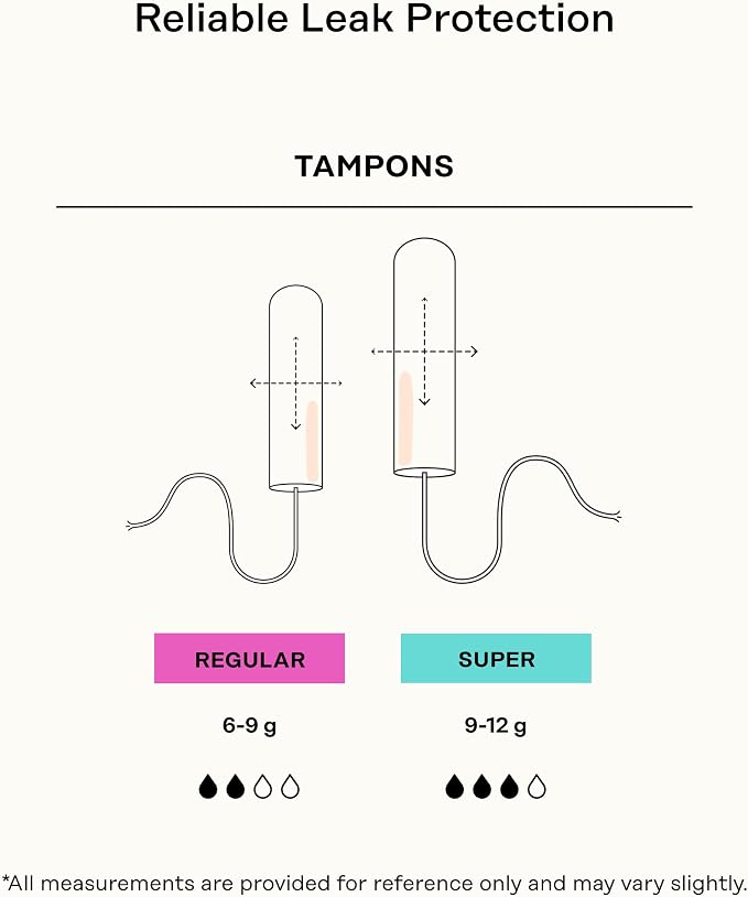 The Honey Pot Company - 100% Organic Cotton Tampons - Super Absorbency | Tampons w/BPA Free Plastic Applicator - Unscented - Without Fragrances or Chlorine - Feminine Care - 18ct