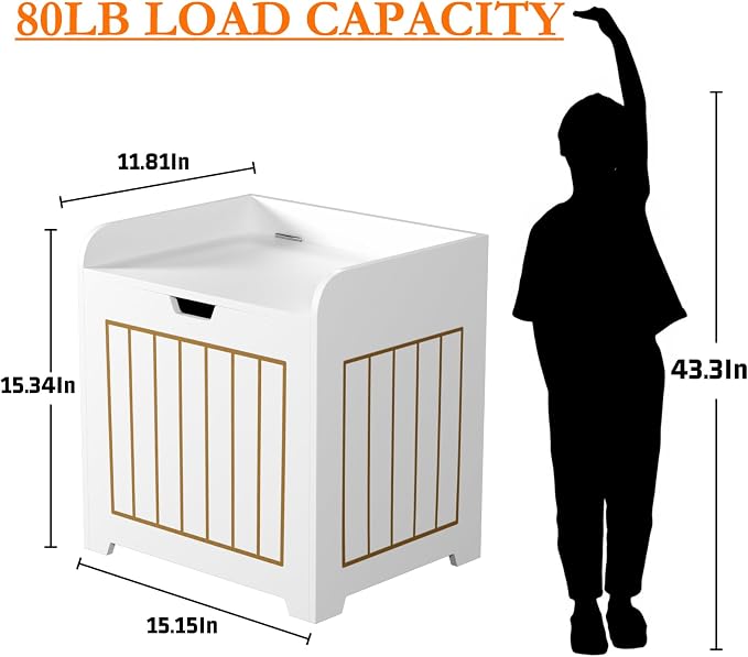 Aenuert Storage Chests, Small Cube Organizer Box,Wooden Entryway Storage (White, Without Handles)