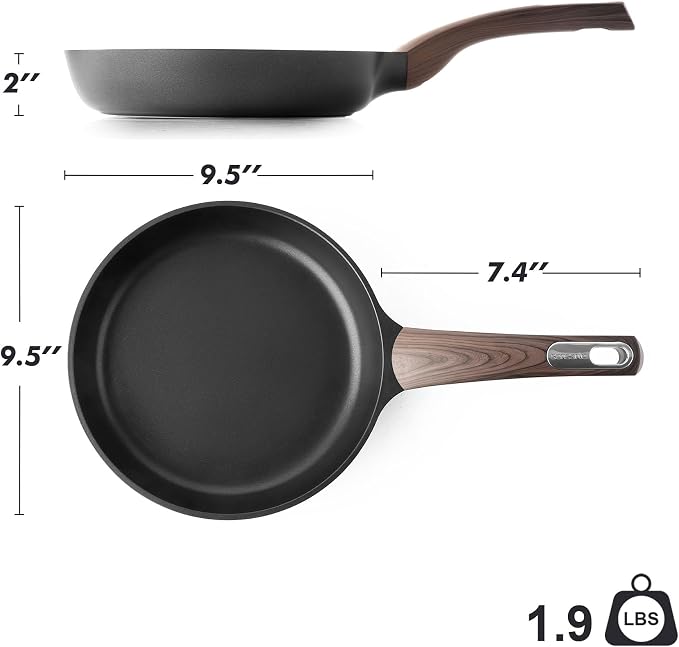 SENSARTE 9.5Inch Nonstick Frying Pan Skillet, PFOA/PFOS Free, Black | Non Stick Egg Pan Omelette Pans, Healthy Kitchen Cooking Chef's Pan, Induction Compatible, Stay-cool Handle