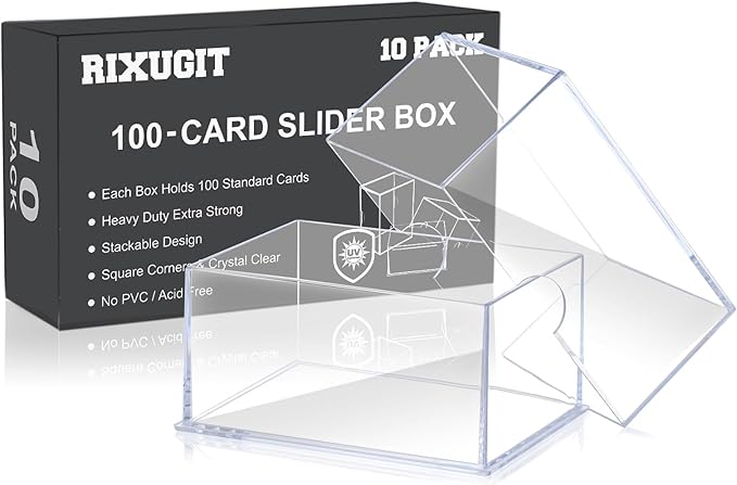 10-Pack 100-Count Deck-Case Card-Box - 2 Piece Trading Card Storage Box, Trading Deck Boxes, Clear Case Collection Storage Box for Gaming, Sports, Playing