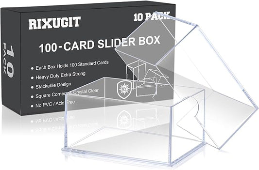 10-Pack 100-Count Deck-Case Card-Box - 2 Piece Trading Card Storage Box, Trading Deck Boxes, Clear Case Collection Storage Box for Gaming, Sports, Playing