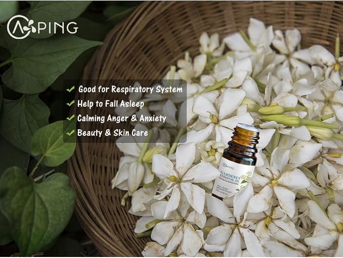 2-Pack Gardenia Essential Oil - 100% Pure Organic Natural Plant (Gardenia jasminoides) for Diffuser, Aroma, Spa, Massage, Yoga, Perfume, 2x10ML