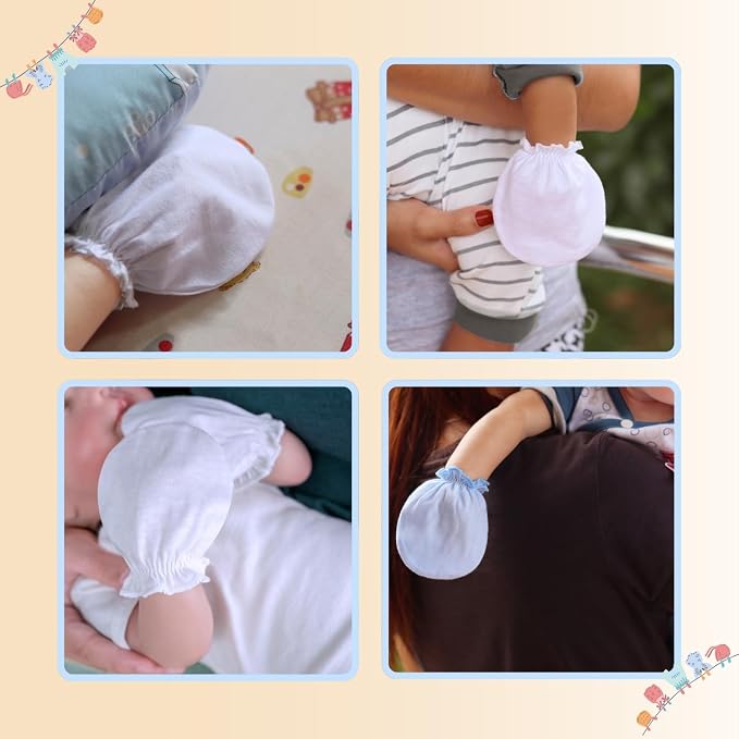 RATIVE Baby Mittens Newborn No Scratch Gloves, Organic Cotton Infant Mittens for Baby Boy & Girl, 0-6 Months