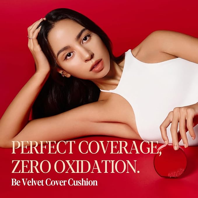 Espoir Be Velvet Cushion Foundation #42 Hazel | Quick and Easy Coverage with Long-lasting Color by Zero Oxidation, Velvety Smooth Finish & Lightweight Formula, Vegan, Korean Makeup, 0.46 oz