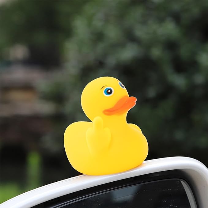 wonuu 3pcs Rubber Duck Car Mid-Finger Duck Ornament Dashboard Decorations Bathroom Duck Rubber Ducky Funny