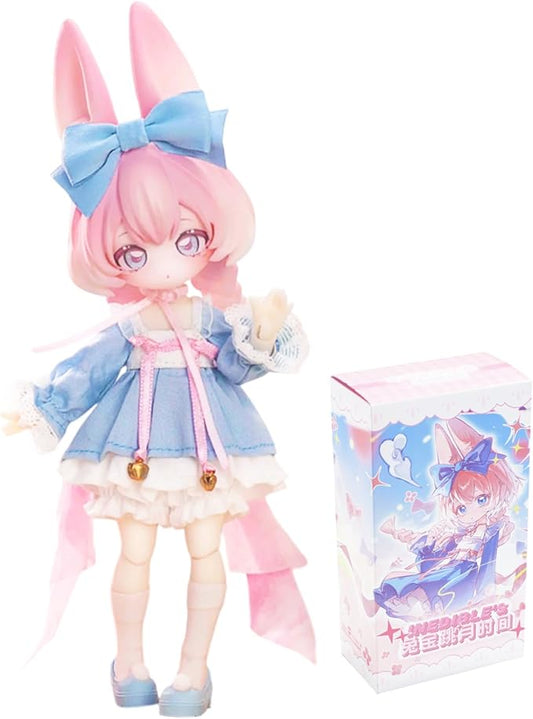 CALEMBOU BJD Blind Box, Jumping Moon Time Rabbits Series 16cm Ball Jointed Doll, Cute Dress Up Doll with Joints, Collection Action Figure Toys, Gift for Girls Boys (Jumping Moon Time-1pc)