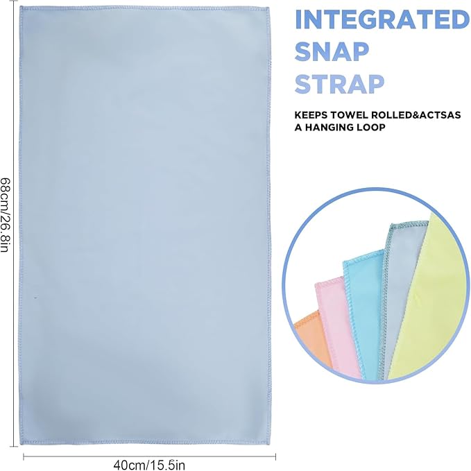 Microfiber Gym Towels - Quick Dry, Highly Absorbing, Odor-Free, for Women & Men - Gym Towel for Hot Yoga, Tennis, Working Out, Camping, Set of 5, 16 * 27Inch, Pastel Colors