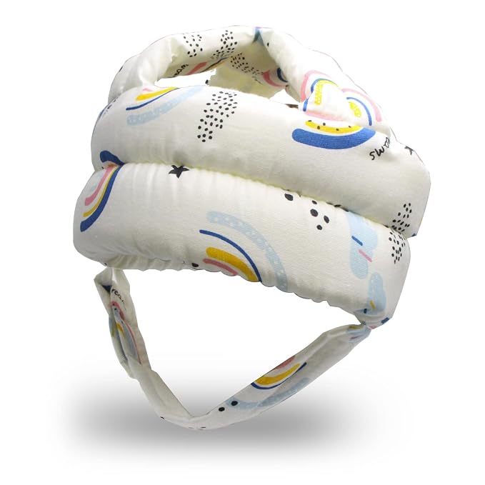 Baby Head Protector Baby Helmet for Crawling Walking, No Bumps Safety Head Adjustable Protective Cap for Walking, Playing (Rainbow)