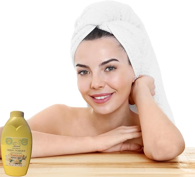 Eleganceinlife Pure Cornstarch Absorbent Body Powder - 100% Talc-Free with Vanilla Scent, 8 oz
