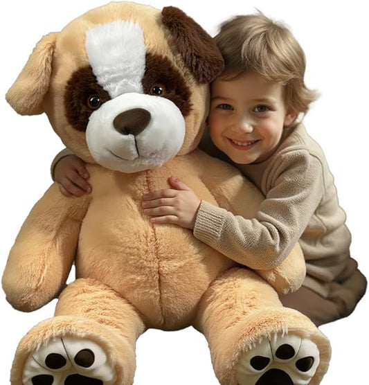 Anico 36" Tall (3 Foot) Big Plush Beige and Brown Dog, Stuffed Animal with Smiling Face. Premium Stuffed Toy Teddy Dog, Perfect for Girlfriend, Kids, Valentine's Day, Christmas!