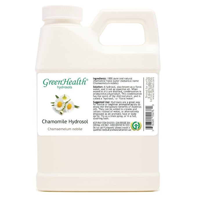 Chamomile Hydrosol (Floral Water) 16 fl oz – 100% Pure Steam-Distilled Chamomile Water (NOT Essential Oil) – Bulk Refill Plastic Jug w/Cap – DIY Room & Linen Spray Mist Base for Home Fragrance