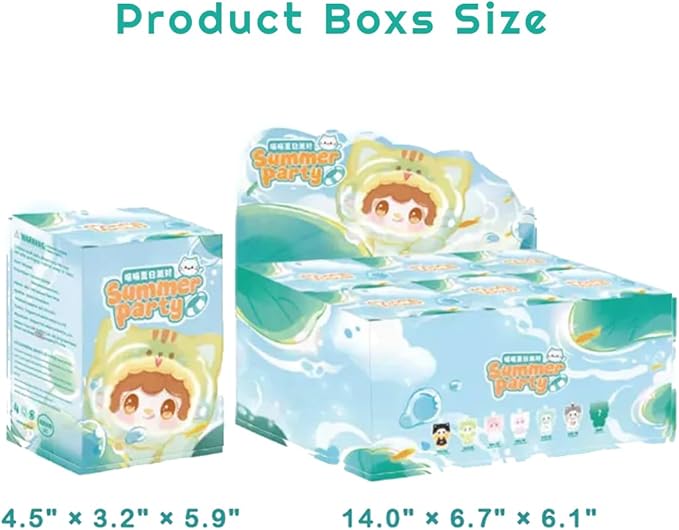 Yooki Meow Summer Party Series Plush Blind Box 1PC(1 of 7 Possible Styles) Cute Figures Collectible Toys Birthday Gifts (1Pcs BlindBox)