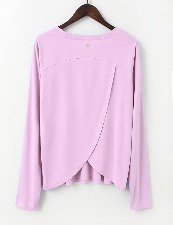 baleaf Women's Long Sleeve Workout Tops Running Sun Shirts Split Back | UPF 50+, Quick Dry, Lightweight, Breathable, Moisture-wicking, SPF, UV, for Athletic, Gym, Hiking, Tennis, Outdoor