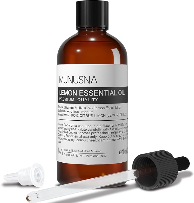 Lemon Essential Oil 100ML, 100% Pure Natural Lemon Oils Premium Grade Aromatherapy Oil for Hair Skin Body Care, Diffuser, Massage, Home, Soap and Candle Making