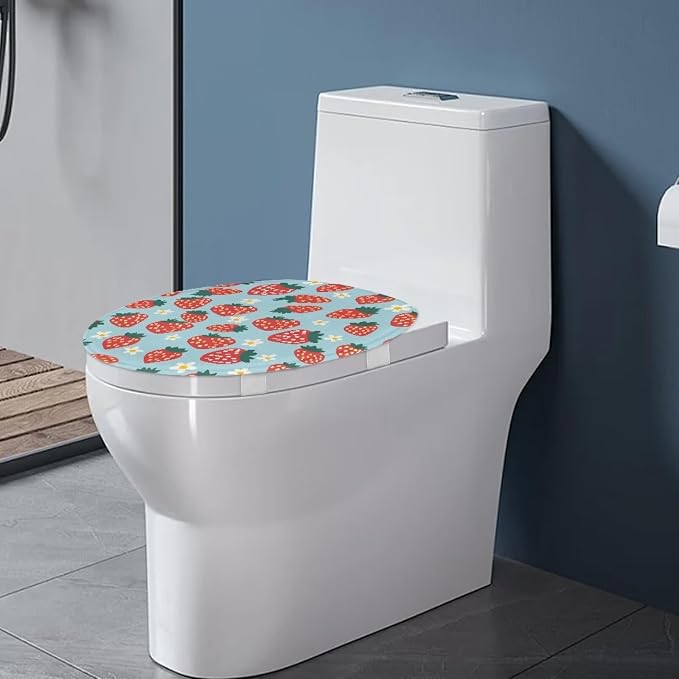 Strawberry Toilet Seat Cover, Bathroom Accessories Fits Most Round and Elongated Toilet Seats, Flannel Comfortable Toilet Lid Cover