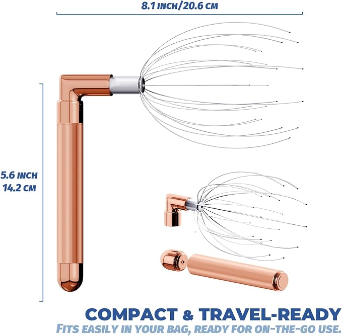 Head Massager Scalp, Vibrating Electric Scalp Massagers, Battery Powered Head Scratchers Massager Whisk Hair Massage Relax Tool with 20 Metal Fingers for Stress Relief, ldeal Gift for Women & Men