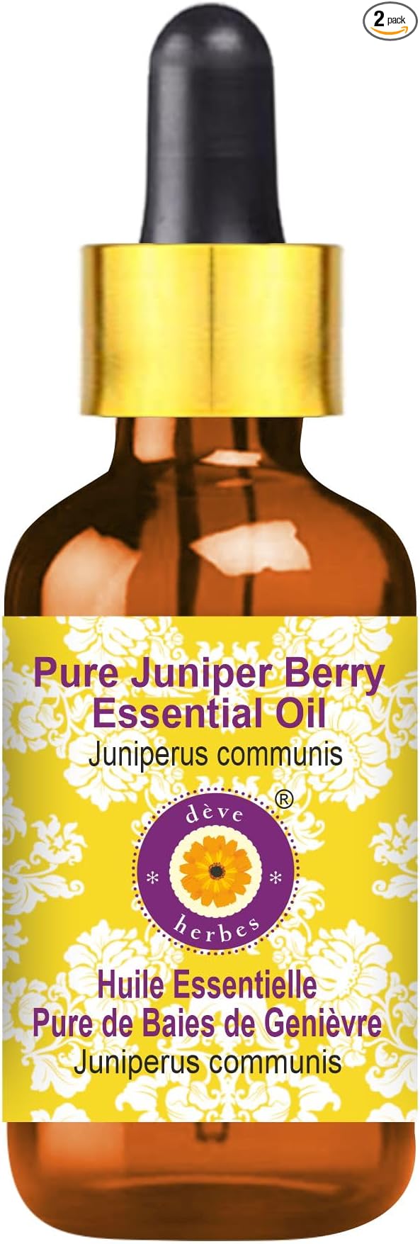 Deve Herbes Pure Juniper Berry Essential Oil (Juniperus communis) with Glass Dropper Steam Distilled 15ml (0.50 oz)