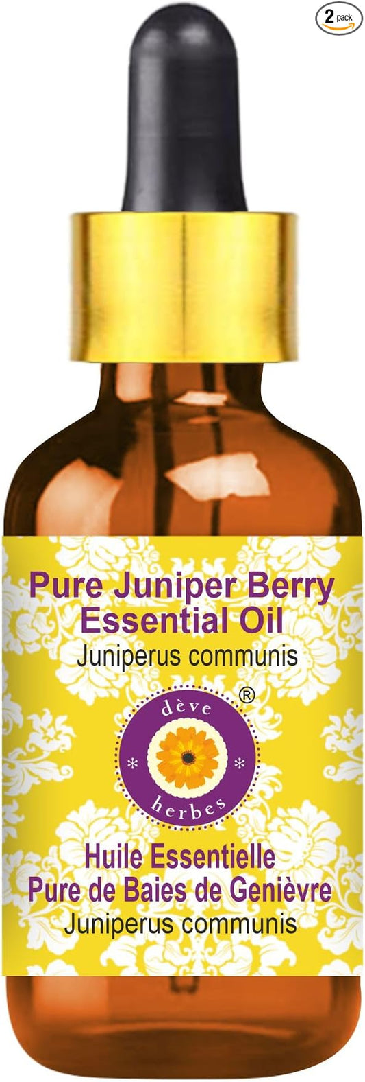 Deve Herbes Pure Juniper Berry Essential Oil (Juniperus communis) with Glass Dropper Steam Distilled 15ml (0.50 oz)