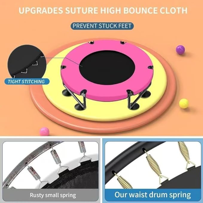 Trampoline for Kids, Upgrade Full Anti-Rust 440lbs Indoor Outdoor Toddler Trampoline with Net, 55" Adjustable Baby Toddler Trampolines Accessories Dart Board