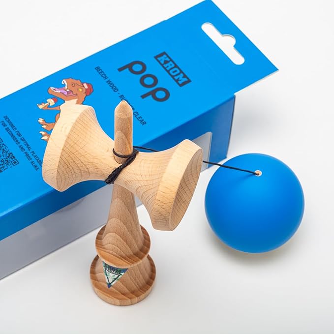 Kendama Toy POP Dark Blue - High Wood Quality - Extra Strong - for Beginner and Pro - Gift Pack : Extra String + Stickers