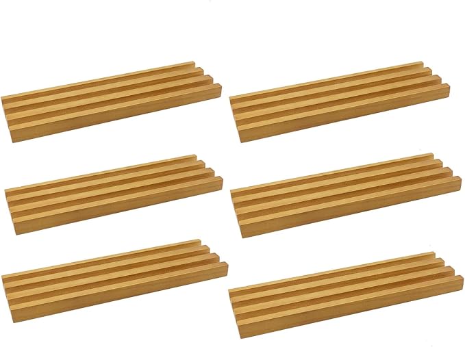 Wooden Domino Trays/Racks Set of 6 Mexican Train Domino Trays/Racks Double 12 Tiles Holders Rack Domino Tiles Holders Domino Wood Holder (6 Wood Domino Organizers)
