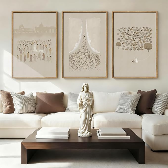 BINCUE Framed Jesus Wall Art Set of 3 Jesus Lamb Wall Decor Lamb of God Art Print for Living Room Bedroom Church 16x24 Inch