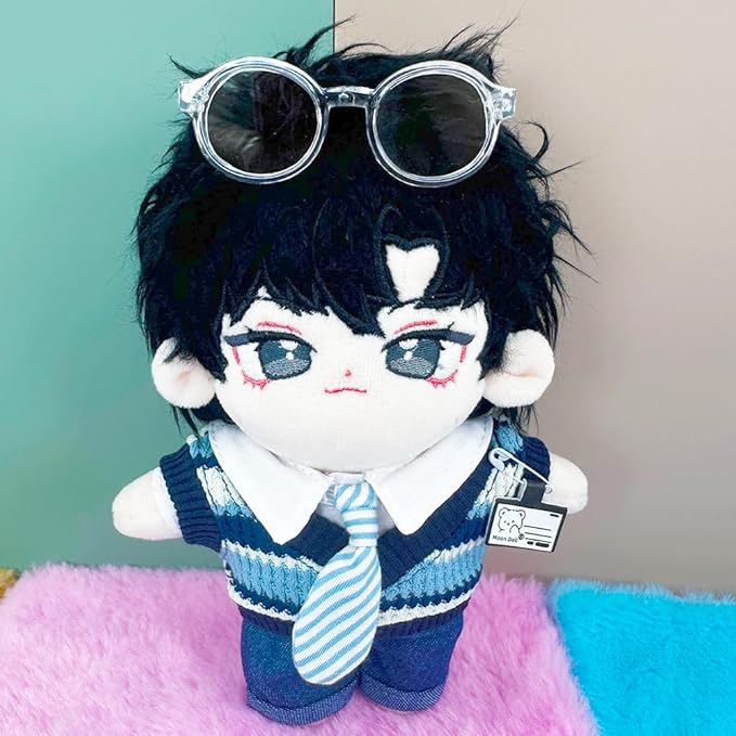 niannyyhouse 10cm-15cm Plush Doll Clothes Uniform Set Compatible with 17cm Labubu Doll (Blue)