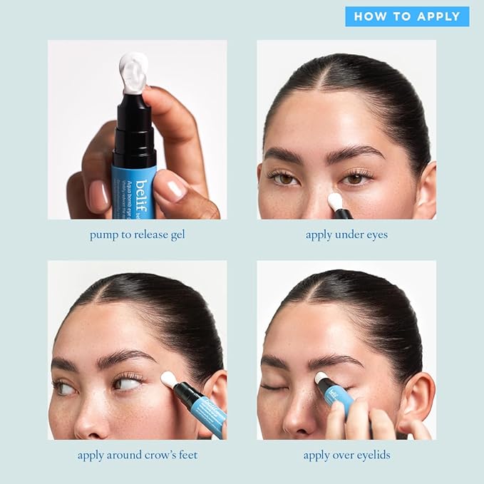 belif Aqua Bomb Cooling Eye Gel - Caffeine & Hyaluronic Acid for Puffiness & Hydration, Niacinamide & Vitamin C for Dark Circles, Adenosine & Collagen for Plumping, Korean Skin Care