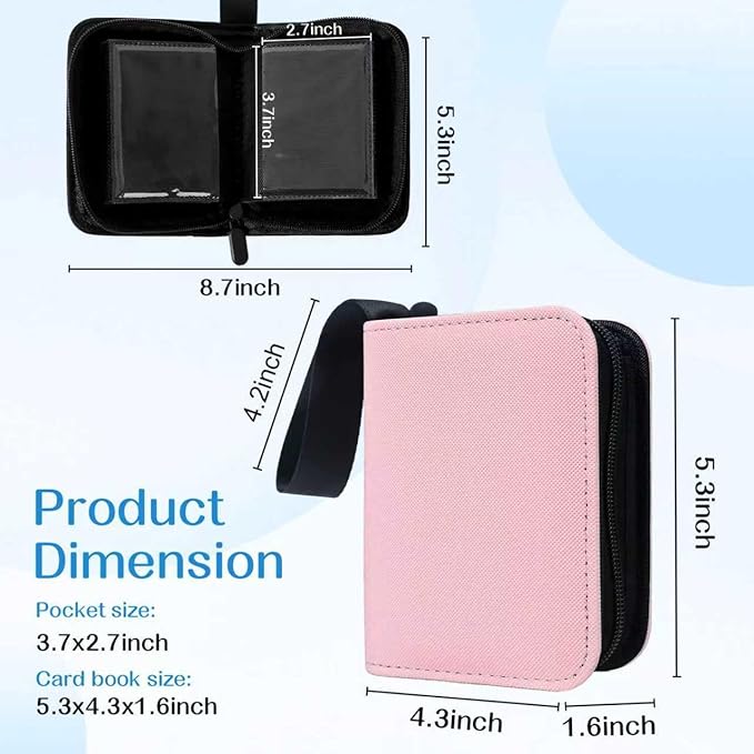 1 Pocket Card Binder – Collectible Trading Card Album, Single Card Holder with 20 Pages, Holds 40 Cards, Side-Loading Mini Binder for TCG, MTG, Sports, Baseball, Football, Small Sports Card Book,Pink