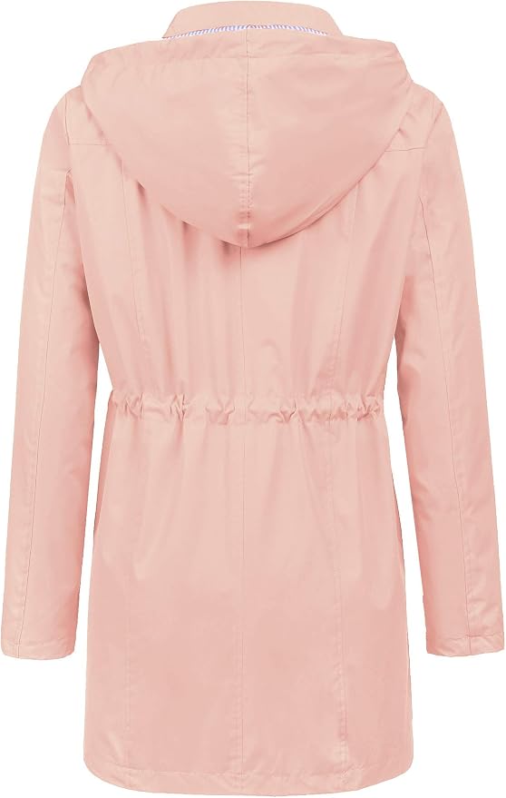 LOMON Raincoat Women Waterproof Long Hooded Trench Coats Lined Windbreaker Travel Jacket S-XXL