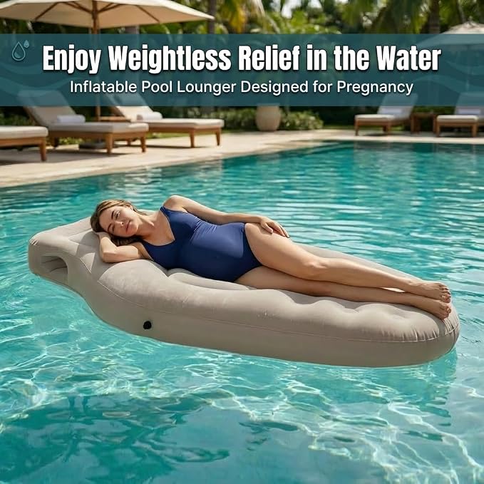 Inflatable Tummy Nest Pregnancy Pillow with Belly Hole, Belly Mattress for Pregnancy Pillow Stomach Sleepers,Maternity Pool Float,Prenatal Massage Pillow,Extra Wide&Tall,All Pregnancy Stages (Brown)