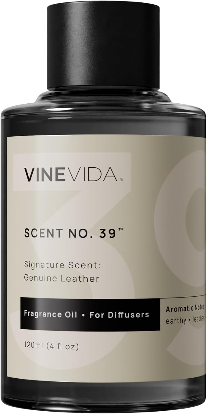 VINEVIDA Genuine Leather Fragrance Oil for Cold Air Diffusers, Essential Oils for Diffuser Oil Refill & Air Freshener Room Spray - 4 Fl Oz