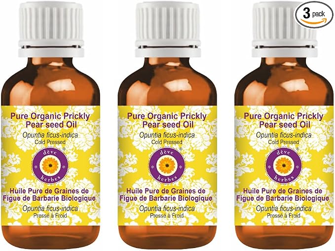 dève herbes Pure Organic Prickly Pear Seed Oil (Opuntia ficus-Indica) Cold Pressed (Pack of Three) 100ml X 3 (10 oz)