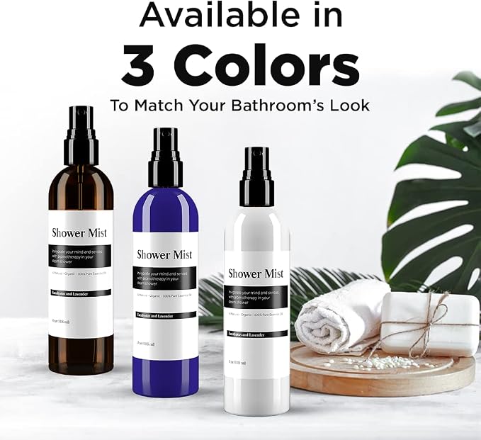 Eucalyptus and Lavender Daily Shower Spray – 4 fl oz | Naturally Made Essential Oil Shower Steamer for Sinus, Stress & Congestion Relief | Spa Mist, Aromatherapy, Room Scents - Enhances Mood (Brown)