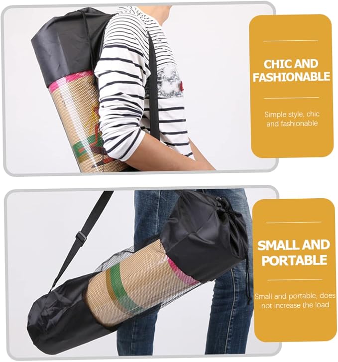 Kisangel Yoga Mat Carrying Bag Mesh Design with Adjustable Shoulder Strap Large Breathable Storage for 35.43X9.84 Inch Yoga Mats 2-Pack