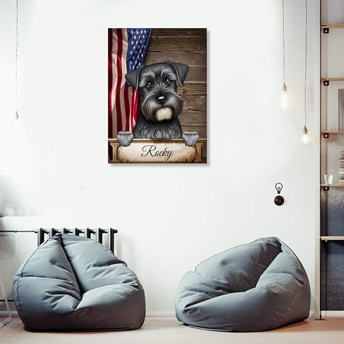 Custom Wooden Jigsaw Puzzles with Your Dog's Name on Standard Schnauzer Art Print - 300 500 1000PCS Puzzles Game and Home Wall Decor